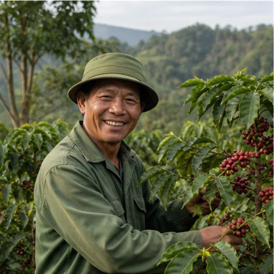 Ảnh mô phỏng nông hộ cà phê tại Hướng Phùng